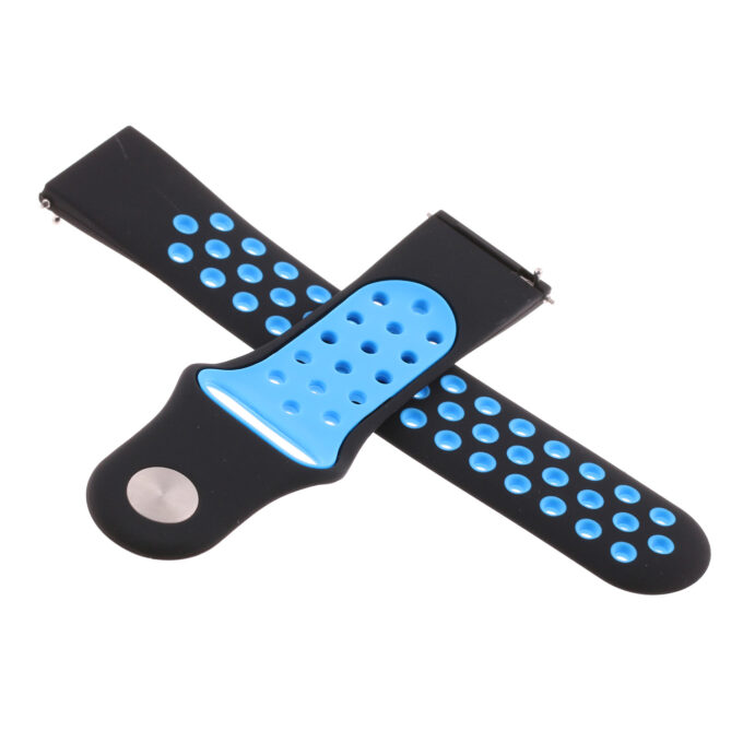 Fb.r37.1.5 Cross Black & Blue StrapsCo Perforated Silicone Rubber Watch Band Quick Release Strap For Fitbit Versa SmallLarge