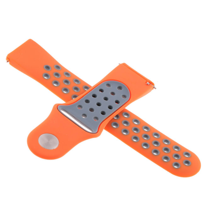 Fb.r37.12.7 Cross Orange & Grey StrapsCo Perforated Silicone Rubber Watch Band Quick Release Strap For Fitbit Versa SmallLarge