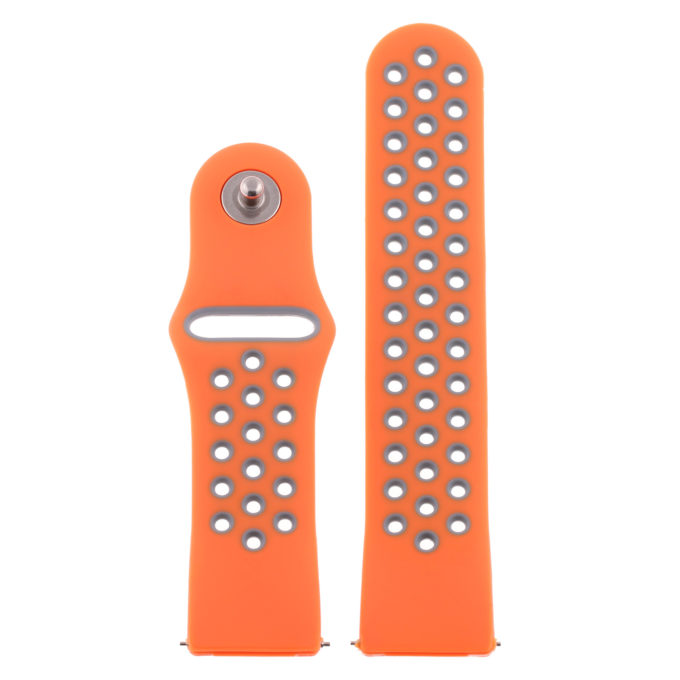 Fb.r37.12.7 Up Orange & Grey StrapsCo Perforated Silicone Rubber Watch Band Quick Release Strap For Fitbit Versa SmallLarge