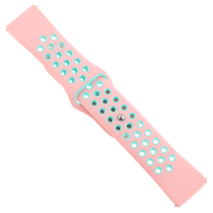 Fb.r37.13.11 Angle Pink & Green StrapsCo Perforated Silicone Rubber Watch Band Quick Release Strap For Fitbit Versa SmallLarge
