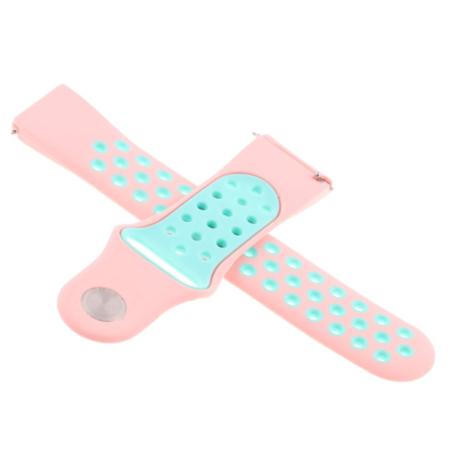 Fb.r37.13.11 Cross Pink & Green StrapsCo Perforated Silicone Rubber Watch Band Quick Release Strap For Fitbit Versa SmallLarge