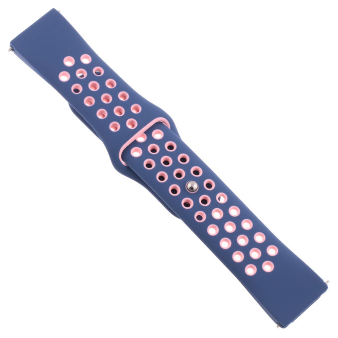 Fb.r37.5a.13 Angle Dark Blue & Pink StrapsCo Perforated Silicone Rubber Watch Band Quick Release Strap For Fitbit Versa SmallLarge