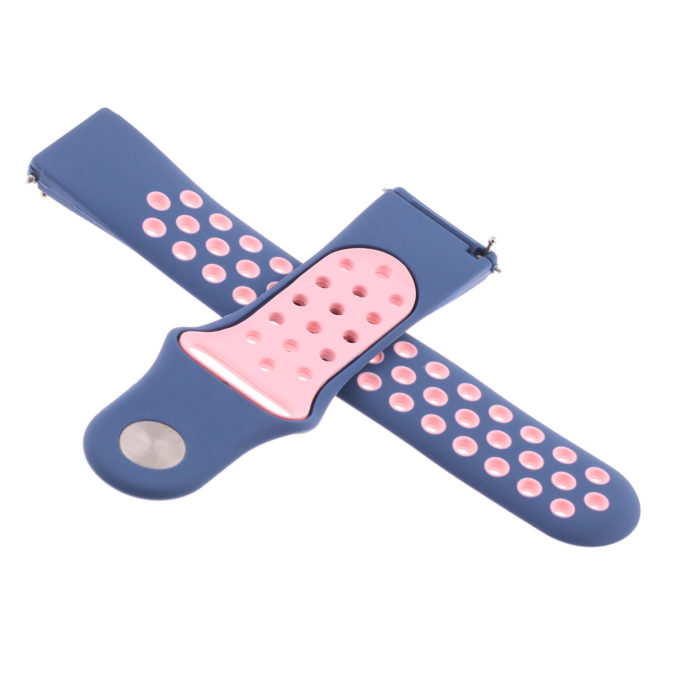 Fb.r37.5a.13 Cross Dark Blue & Pink StrapsCo Perforated Silicone Rubber Watch Band Quick Release Strap For Fitbit Versa SmallLarge