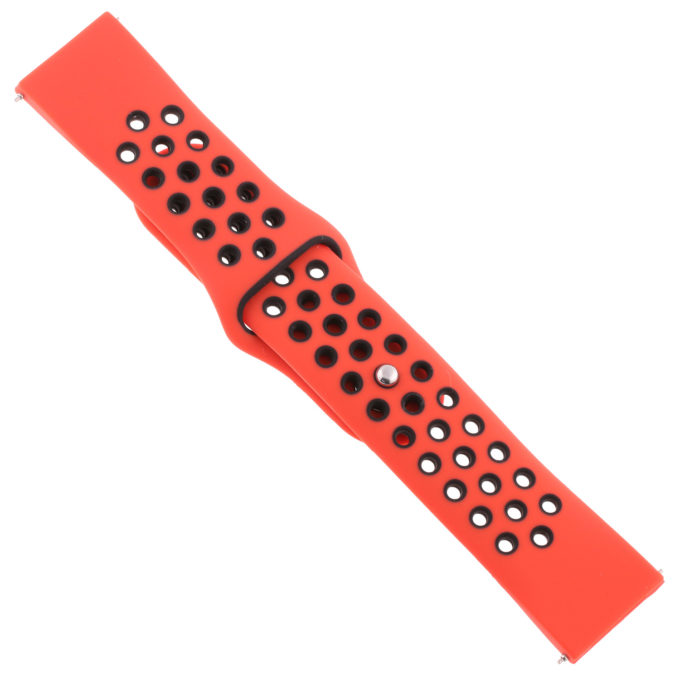 Fb.r37.6.1 Angle Red & Black StrapsCo Perforated Silicone Rubber Watch Band Quick Release Strap For Fitbit Versa SmallLarge