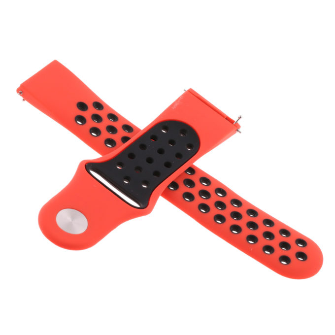 Fb.r37.6.1 Cross Red & Black StrapsCo Perforated Silicone Rubber Watch Band Quick Release Strap For Fitbit Versa SmallLarge