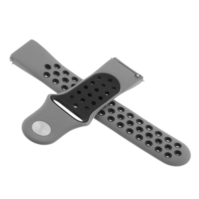 Fb.r37.7.1 Cross Grey & Black StrapsCo Perforated Silicone Rubber Watch Band Quick Release Strap For Fitbit Versa SmallLarge