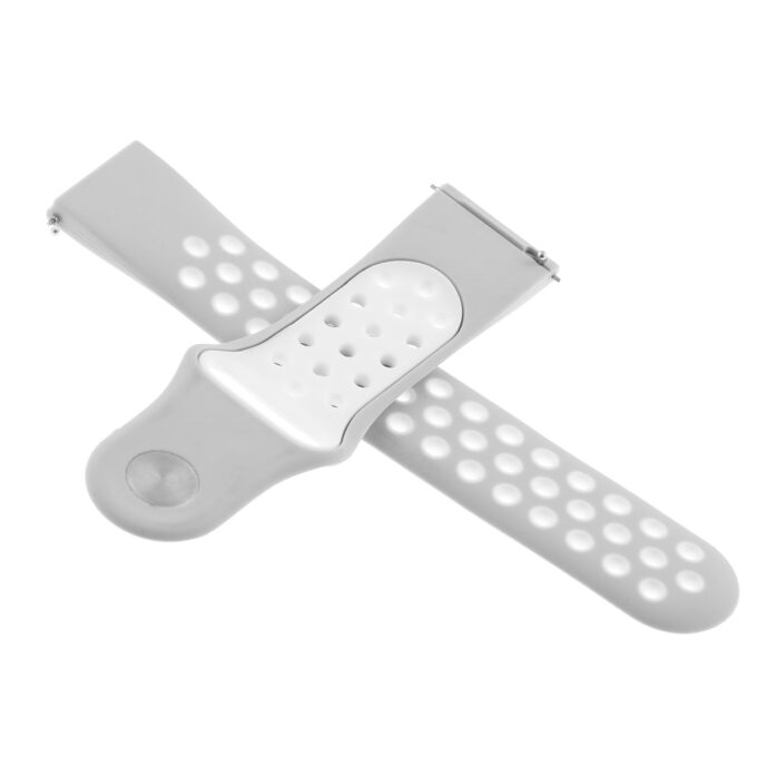 Fb.r37.7.22 Cross Grey & White StrapsCo Perforated Silicone Rubber Watch Band Quick Release Strap For Fitbit Versa SmallLarge