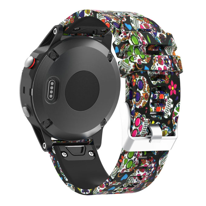 G.r30.e Back Candy Skull StrapsCo QuickFit 22 Silicone Rubber Watch Band Strap For Garmin Fenix 5 & Forerunner 935 & Instinct