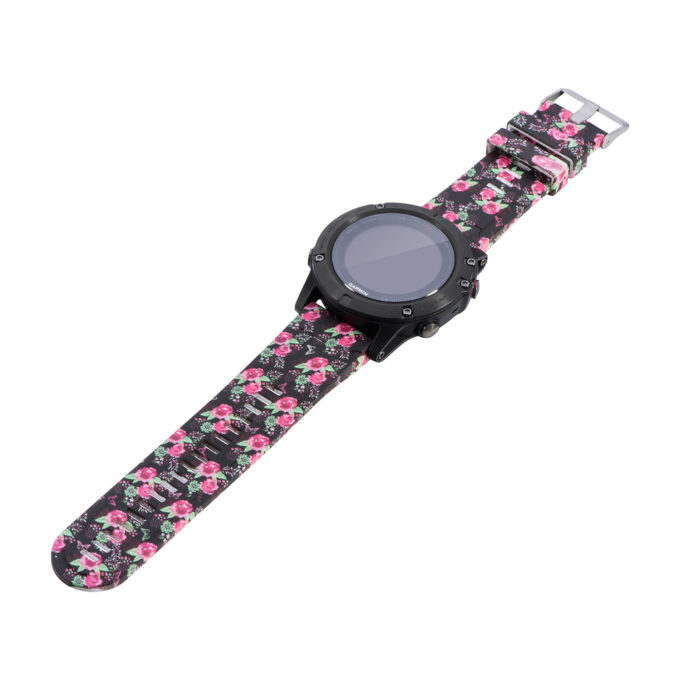 G.r31.g Alt Peonies Black StrapsCo QuickFit 22 Silicone Rubber Watch Band Strap For Garmin Fenix 5 & Forerunner 935 & Instinct