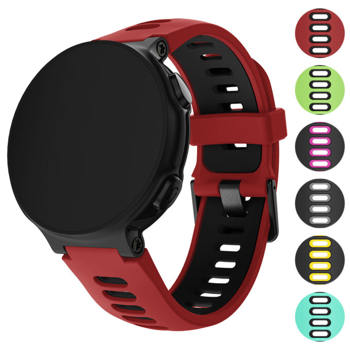 G.r32.6.1.mb Gallery Red & Black StrapsCo Silicone Rubber Replacement Watch Band Strap With Black Buckle For Garmin Forerunner & Approach