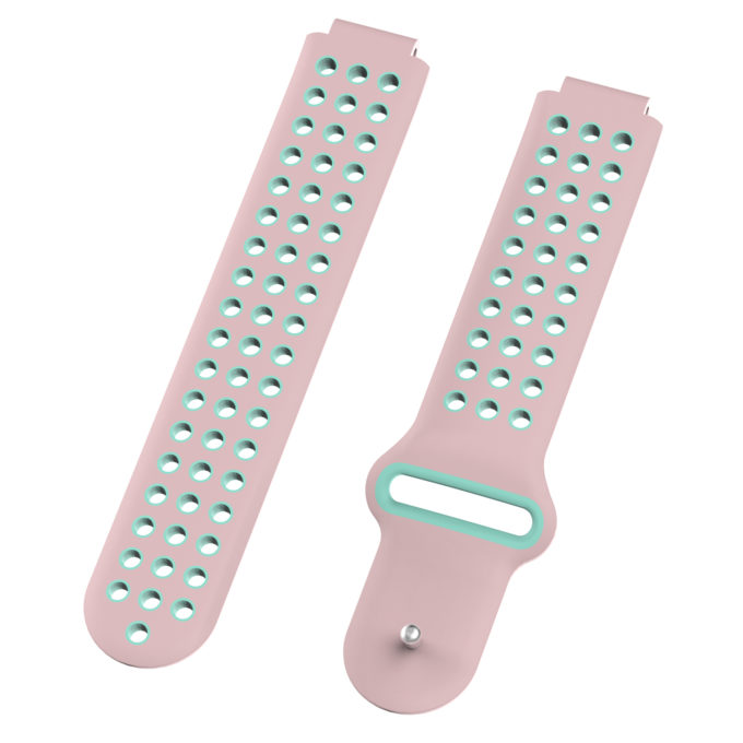G.r33.13.11 Angle Pink & Mint Green StrapsCo Perforated Silicone Rubber Watch Band Strap For Garmin Forerunner & Approach