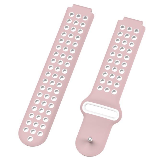 G.r33.13.22 Angle Pink & White StrapsCo Perforated Silicone Rubber Watch Band Strap For Garmin Forerunner & Approach