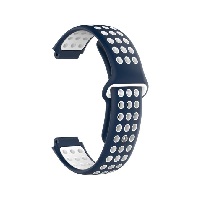 G.r33.5.22 Back Dark Blue & White StrapsCo Perforated Silicone Rubber Watch Band Strap For Garmin Forerunner & Approach