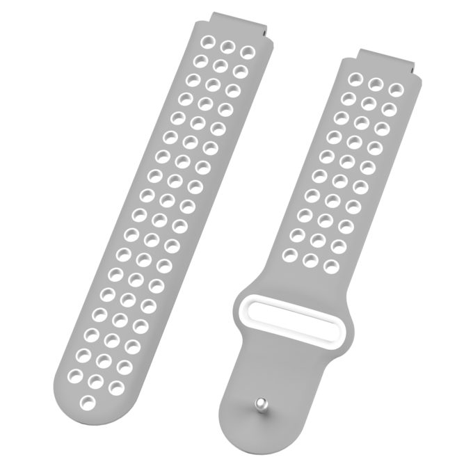 G.r33.7.22 Angle Grey & White StrapsCo Perforated Silicone Rubber Watch Band Strap For Garmin Forerunner & Approach