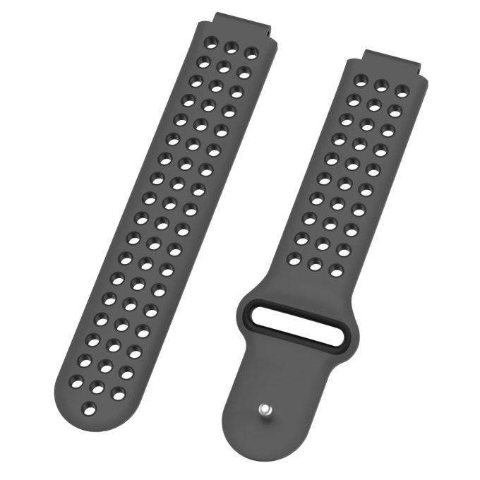 G.r33.7a.1 Angle Dark Grey & Black StrapsCo Perforated Silicone Rubber Watch Band Strap For Garmin Forerunner & Approach