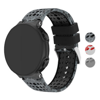 G.r34.1 Gallery Black Camo StrapsCo Silicone Rubber Watch Band Strap For Garmin Forerunner 200 230 235 620 630 735XT & Approach S5S6S20