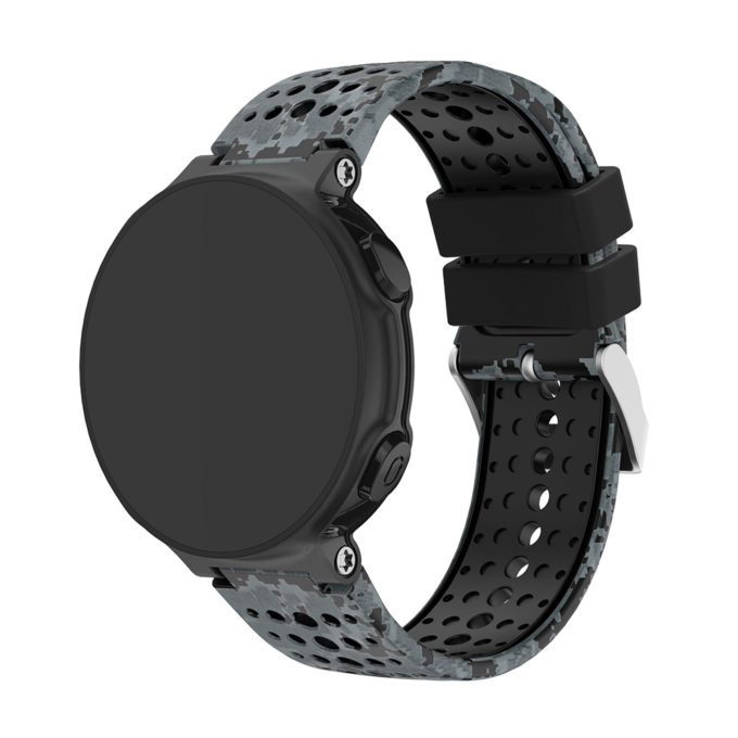 G.r34.1 Main Black Camo StrapsCo Silicone Rubber Watch Band Strap For Garmin Forerunner 200 230 235 620 630 735XT & Approach S5S6S20