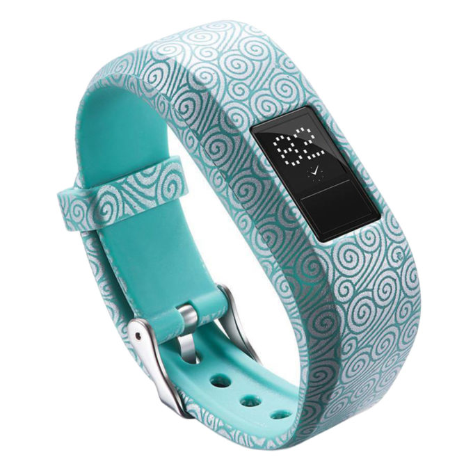 G.r39.q Main Turquoise Swirls StrapsCo Silicone Rubber Replacement Watch Band Strap For Garmin Vivofit JR