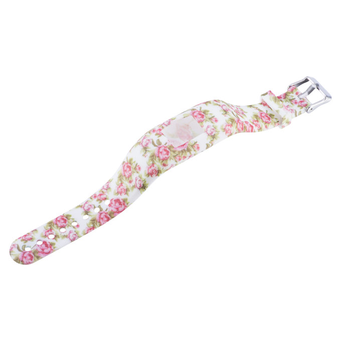 G.r39.r Alt Peonies White StrapsCo Silicone Rubber Replacement Watch Band Strap For Garmin Vivofit JR