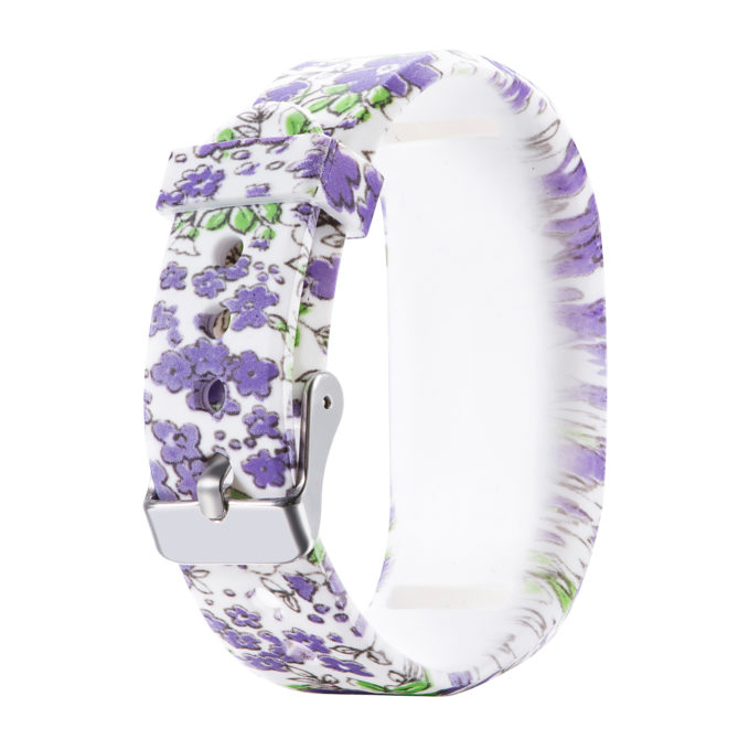 G.r39.u Back Purple Flowers StrapsCo Silicone Rubber Replacement Watch Band Strap For Garmin Vivofit JR