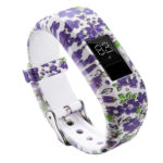 G.r39.u Main Purple Flowers StrapsCo Silicone Rubber Replacement Watch Band Strap For Garmin Vivofit JR