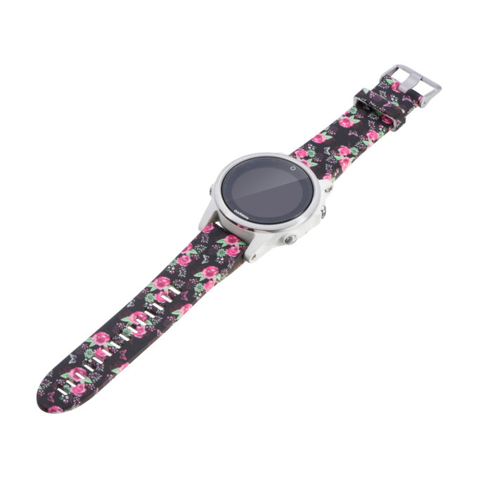G.r40.g Main Peonies Black StrapsCo QuickFit 20 Silicone Rubber Replacement Watch Band Strap For Garmin Fenix 5S