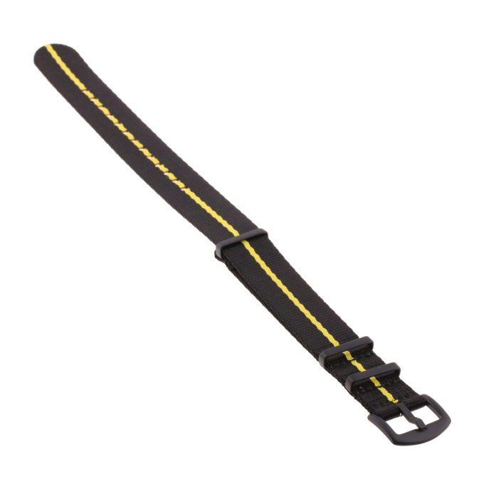 Nt4.nl.1.10.mb Angle Black & Yellow StrapsCo Premium Woven Nylon Seatbelt NATO Watch Band Strap With Black Buckle 18mm 20mm 22mm 24mm