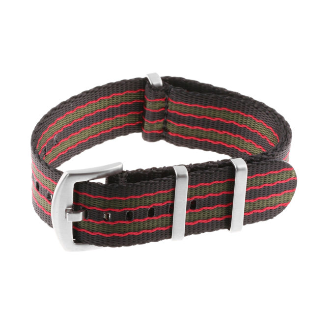 Nt4.nl.1.6.11 Main Black, Red & Green StrapsCo Premium Woven Nylon Seatbelt NATO Watch Band Strap 18mm 20mm 22mm 24mm