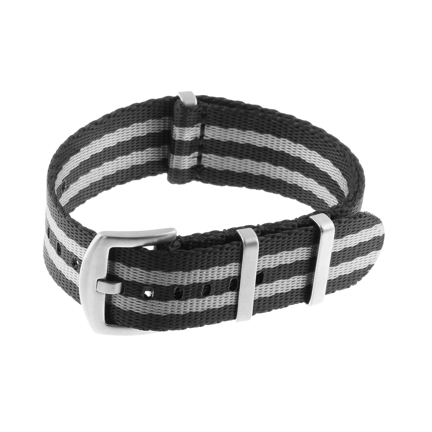 Nt4.nl.1.7 Main Black & Grey StrapsCo Premium Woven Nylon Seatbelt NATO Watch Band Strap 18mm 20mm 22mm 24mm