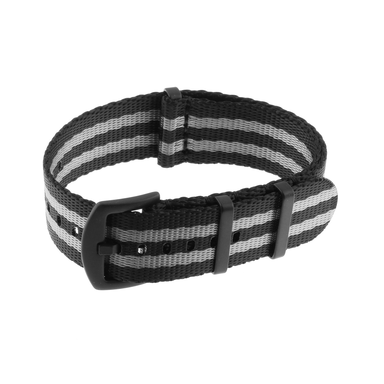 Nt4.nl.1.7.mb Main Black & Grey StrapsCo Premium Woven Nylon Seatbelt NATO Watch Band Strap With Black Buckle 18mm 20mm 22mm 24mm