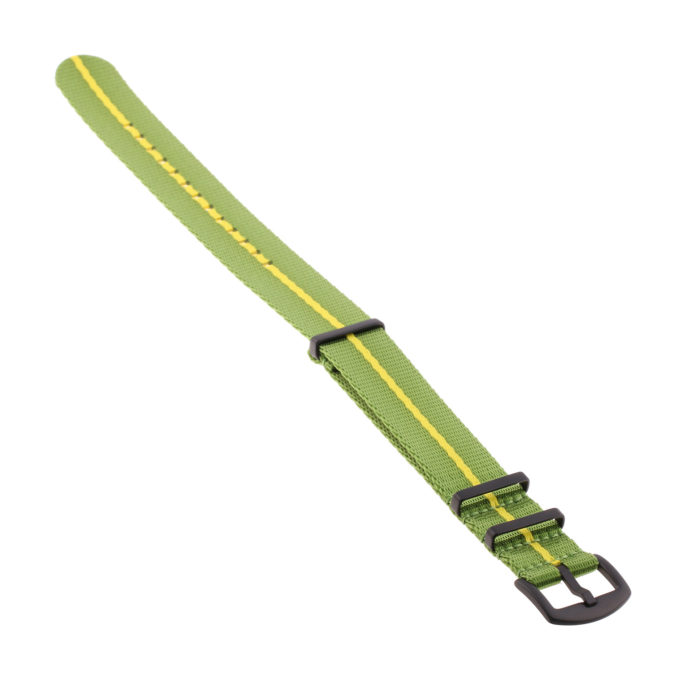Nt4.nl.11.10.mb Angle Green & Yellow StrapsCo Premium Woven Nylon Seatbelt NATO Watch Band Strap With Black Buckle 18mm 20mm 22mm 24mm