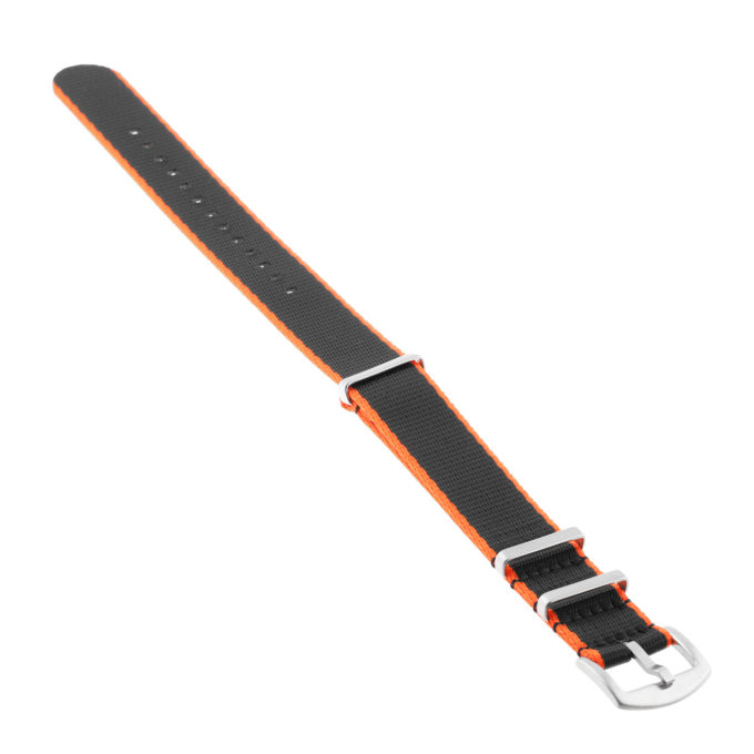 Nt4.nl.12.1 Angle Orange & Black StrapsCo Premium Woven Nylon Seatbelt NATO Watch Band Strap 18mm 20mm 22mm 24mm