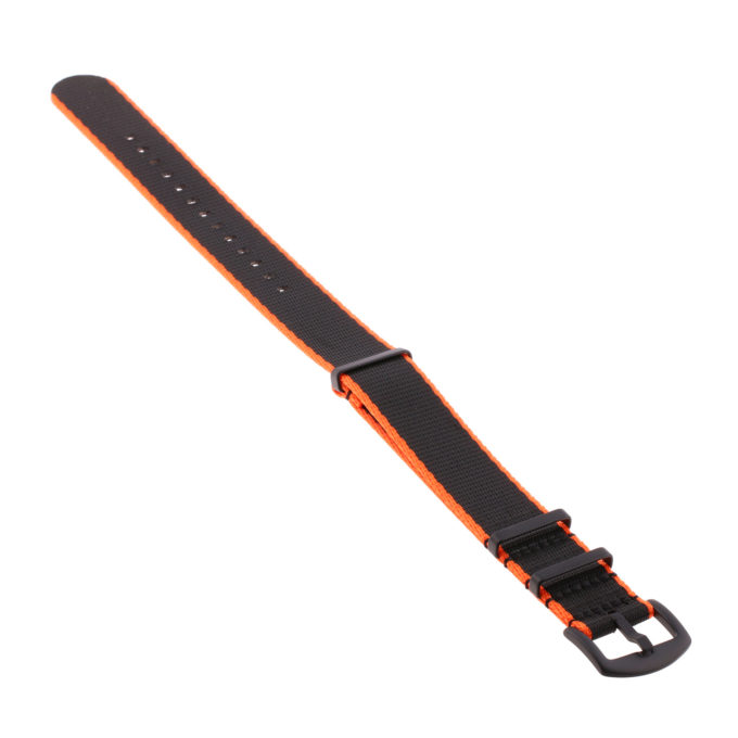 Nt4.nl.12.1.mb Angle Orange & Black StrapsCo Premium Woven Nylon Seatbelt NATO Watch Band Strap With Black Buckle 18mm 20mm 22mm 24mm