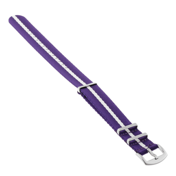 Nt4.nl.18.5.22 Angle Purple & White StrapsCo Premium Woven Nylon Seatbelt NATO Watch Band Strap 18mm 20mm 22mm 24mm