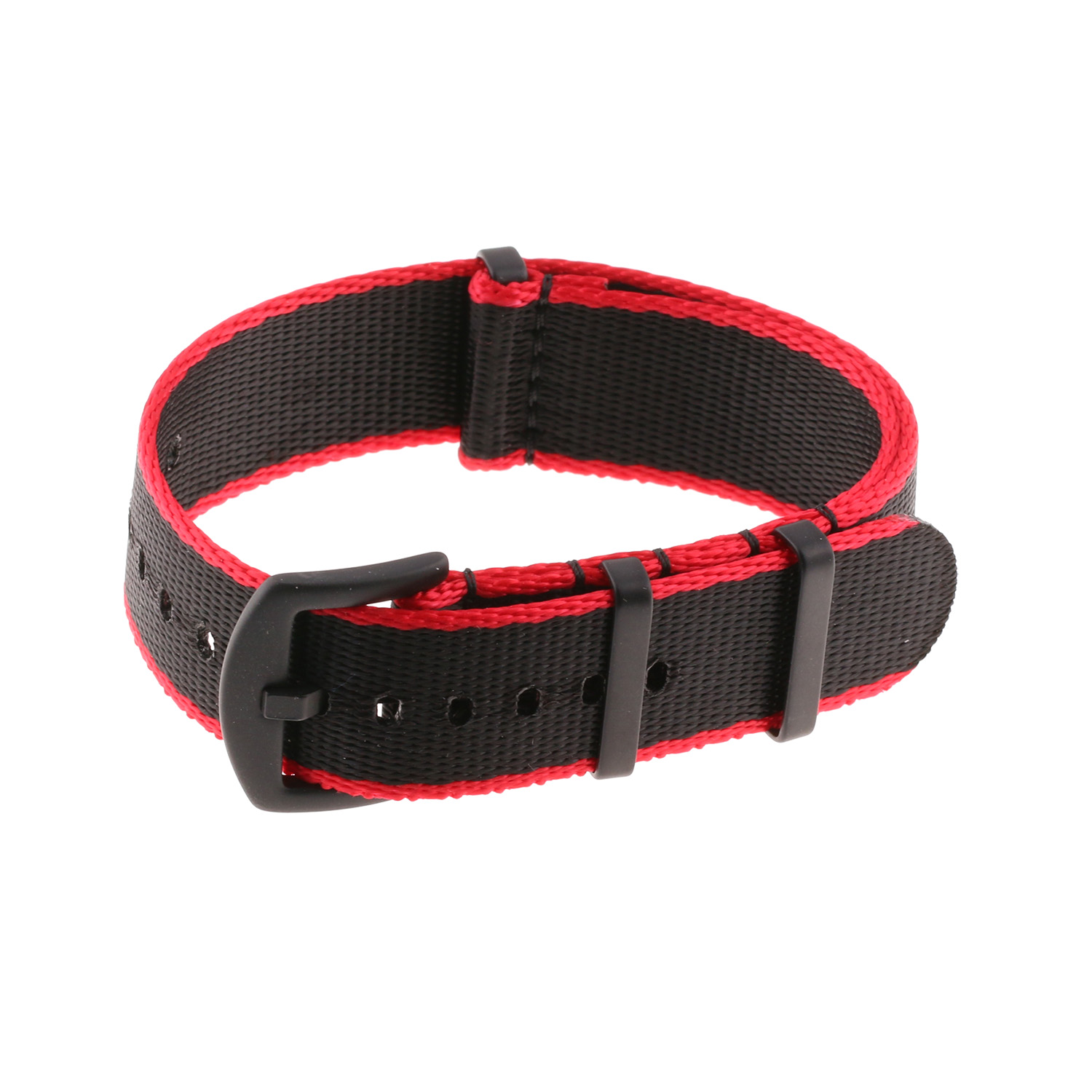 Nt4.nl.6.1.mb Main Red & Black StrapsCo Premium Woven Nylon Seatbelt NATO Watch Band Strap With Black Buckle 18mm 20mm 22mm 24mm