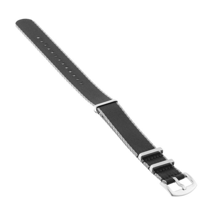 Nt4.nl.7.1 Angle Grey & Black StrapsCo Premium Woven Nylon Seatbelt NATO Watch Band Strap 18mm 20mm 22mm 24mm
