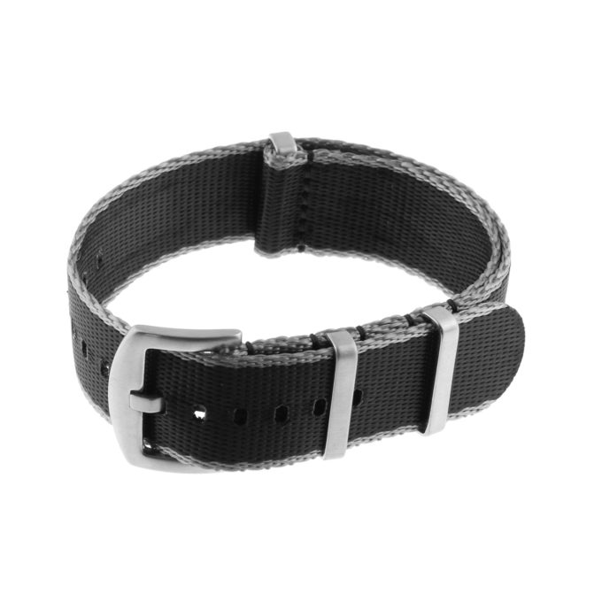 Nt4.nl.7.1 Main Grey & Black StrapsCo Premium Woven Nylon Seatbelt NATO Watch Band Strap 18mm 20mm 22mm 24mm