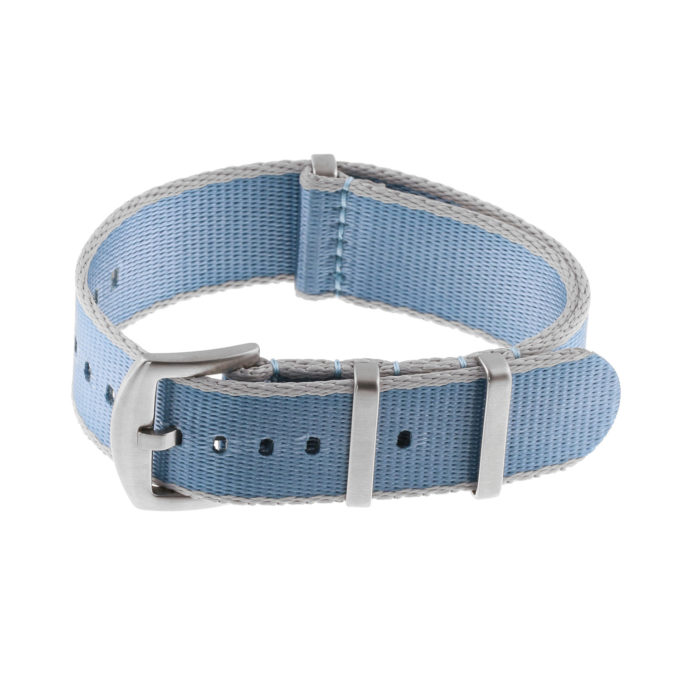 Nt4.nl.7a.5 Main Light Grey & Blue StrapsCo Premium Woven Nylon Seatbelt NATO Watch Band Strap 18mm 20mm 22mm 24mm