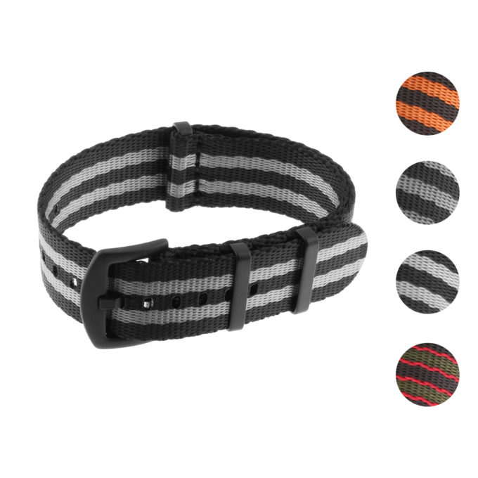 Nt4.nl.mb D Gallery StrapsCo Premium Woven Nylon Seatbelt NATO Watch Band Strap With Black Buckle 18mm 20mm 22mm 24mm