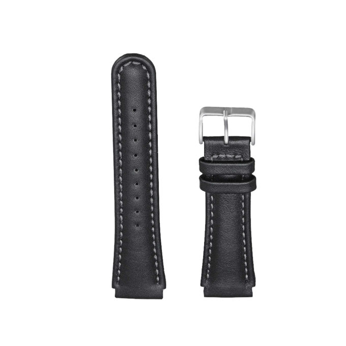 Su.l1.1 Main Black (Silver Buckle) StrapsCo Black Genuine Leather Rubber Watch Band Strap Compatible With Suunto X Lander