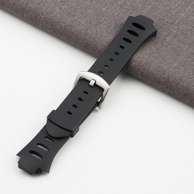 Su.r16.1 Alt Black (Silver Buckle) StrapsCo Black Silicone Rubber Watch Band Strap Compatible With Suunto Observer SR & X6HRM