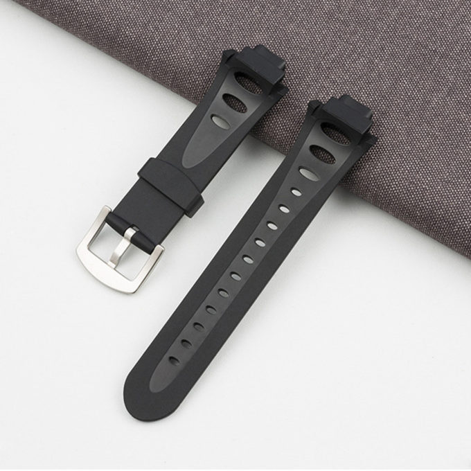 Su.r16.1 Angle Black (Silver Buckle) StrapsCo Black Silicone Rubber Watch Band Strap Compatible With Suunto Observer SR & X6HRM