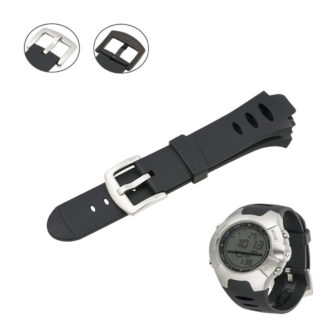 Su.r16.1 Gallery Black (Silver Buckle) StrapsCo Black Silicone Rubber Watch Band Strap Compatible With Suunto Observer SR & X6HRM