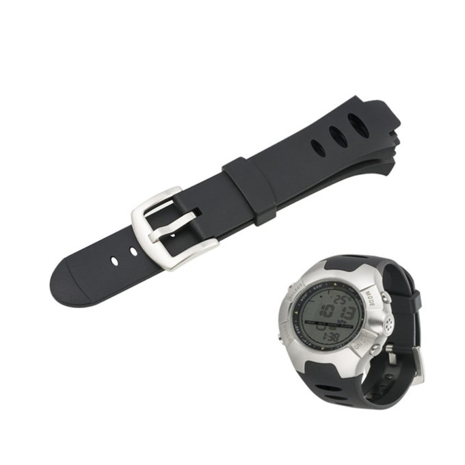 Su.r16.1 Main Black (Silver Buckle) StrapsCo Black Silicone Rubber Watch Band Strap Compatible With Suunto Observer SR & X6HRM