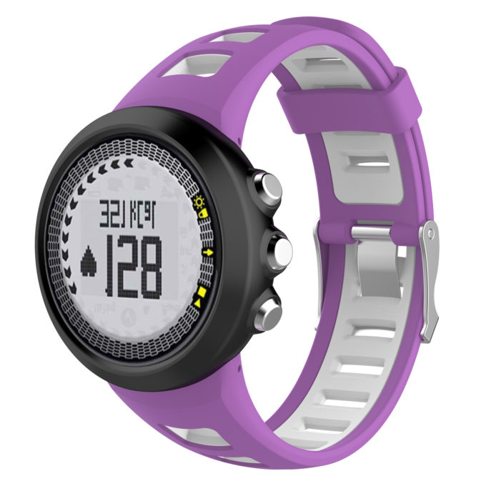 Su.r19 Main Purple & White StrapsCo Silicone Rubber Watch Band Strap Compatible With Suunto Quest & M Series (M1, M2, M3, M4)