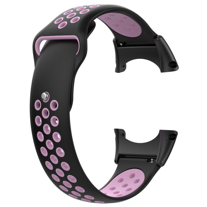 Su.r21 Back Black & Pink StrapsCo Perforated Silicone Rubber Watch Band Strap Compatible With Suunto Core