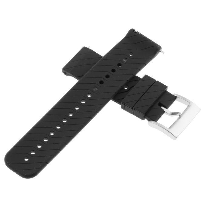 Su.r23 Alt Black (Silver Buckle) StrapsCo Silicone Rubber Watch Band Strap Compatible With Suunto Spartan Sport Wrist HR Baro