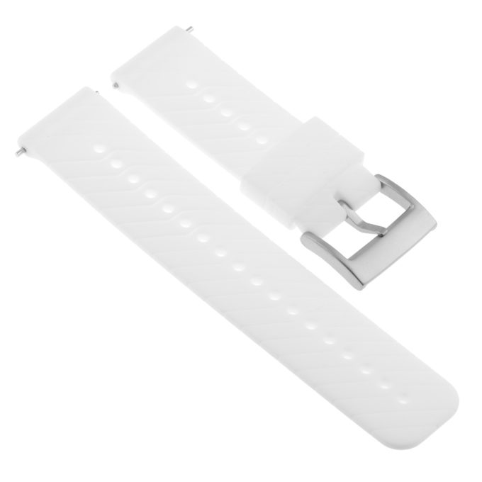 Su.r23 Angle White (Silver Buckle) StrapsCo Silicone Rubber Watch Band Strap Compatible With Suunto Spartan Sport Wrist HR Baro