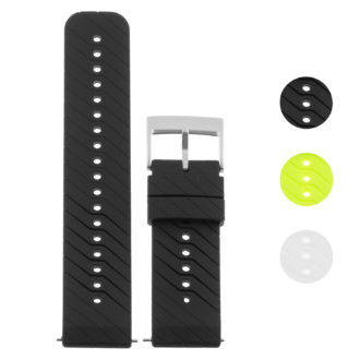 Su.r23 Gallery Black (Silver Buckle) StrapsCo Silicone Rubber Watch Band Strap Compatible With Suunto Spartan Sport Wrist HR Baro