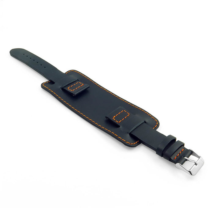 DASSARI Leather Cuff Strap In Black W Orange Stitching P616.1.12